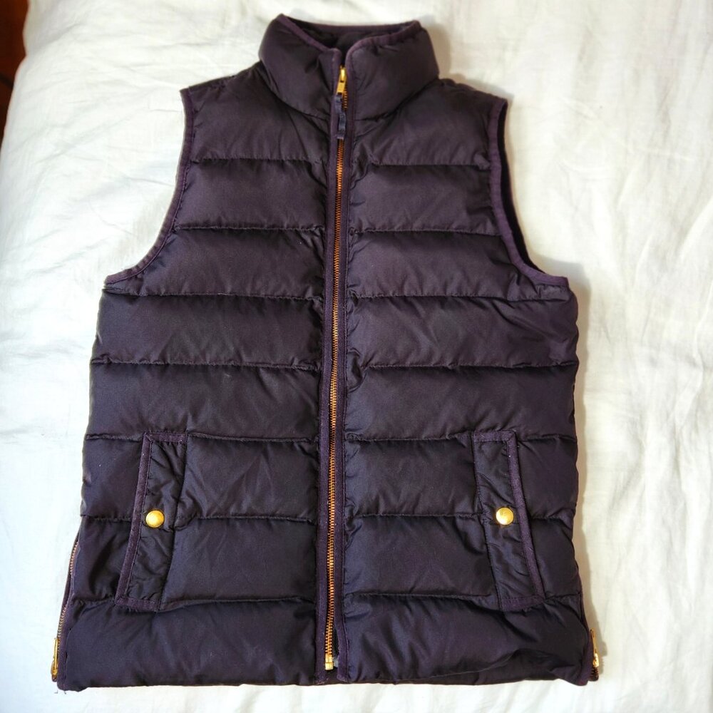 J Crew Down Mountain Puffer Black Vest Size XS Women Full Zip Alpine Ski Cabin